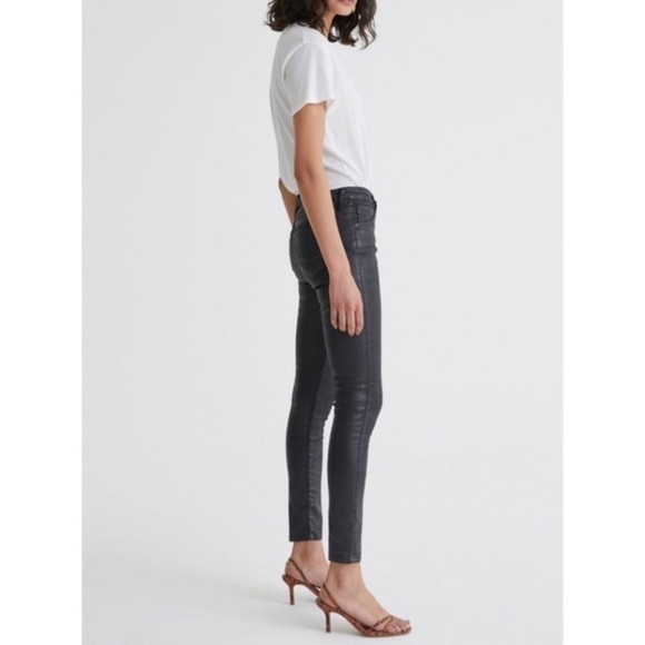 AG The Leatherette Legging Ankle Vintage Leatherette Light Black - Size 25 - Picture 2 of 8